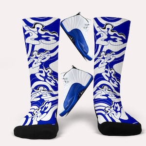 Jordan 12s Blueberry/Game Royal Socks - Matching Custom Socks