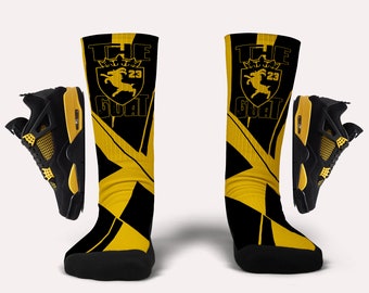 Jordan 4 Thunder Goat Socks - Matching Custom Socks