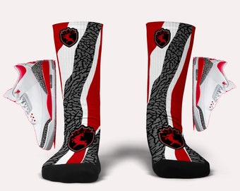 Calcetines Jordan 3 Fire Red- Calcetines personalizados a juego