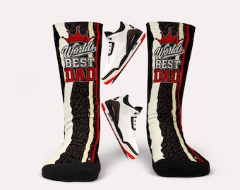 Jordan 3 Worlds Best Dad Socks- Matching Custom Design