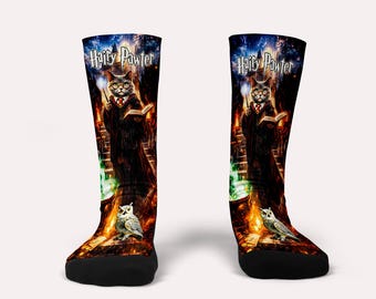 Hairy Pawter Cat Socks -Custom Socks