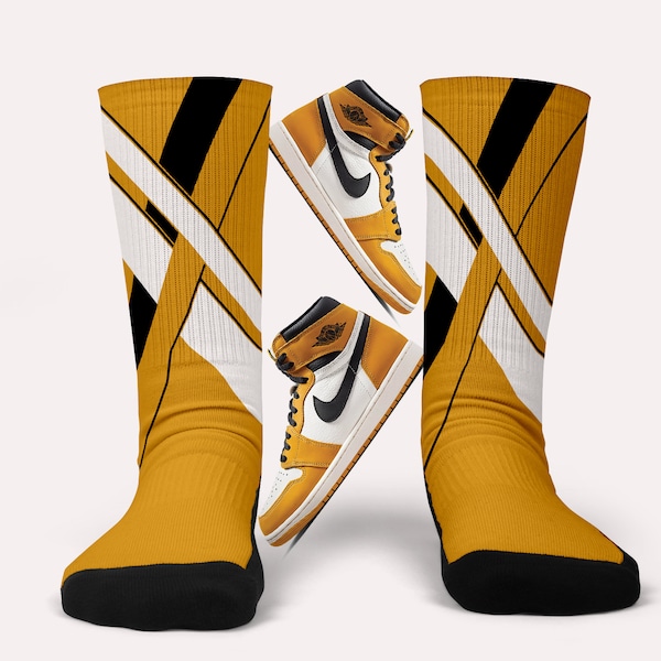 Jordan 1 Yellow Ochre Socks - Matching Custom Socks