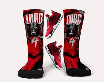 Jordan 4 Toro Bravo Socks - Matching Custom Socks