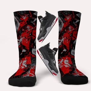 Jordan 4 Bred Reimagined Socks - Matching Custom Socks