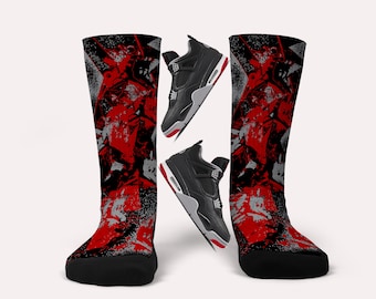 Jordan 4 Bred Reimagined Socks - Matching Custom Socks