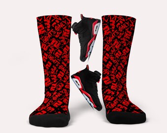 Jordan 6 Infrared Salesman Socks  - Matching Custom Socks