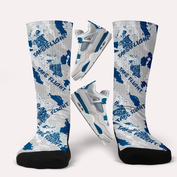 Jordan 4 Industrial Blue Socks - Matching Custom Socks