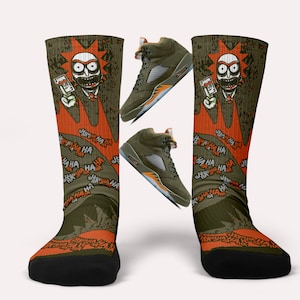 Jordan 5 Olive Joker Socks- Matching Custom Socks