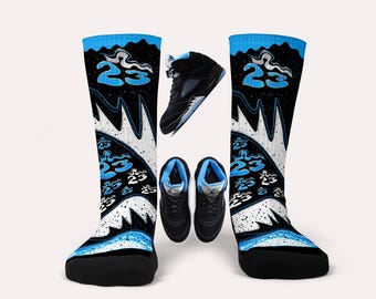 Calcetines Jordan 5s Black Carolina - Diseño personalizado a juego