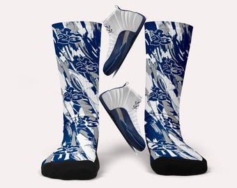 Jordan 12s French Blue Socks - Matching Custom Socks