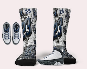 Jordan 9 Flint Grey -Matching Custom Socks