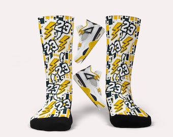 Jordan 4 Vivid Sulfur Socks - Matching Custom Socks