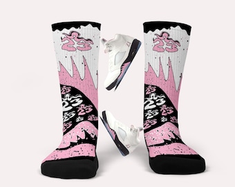 Jordan 5 Soft Pink Socks- Matching Custom Socks
