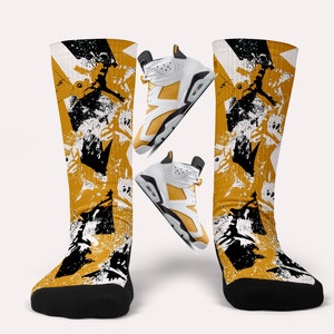 Jordan 6 Yellow Ochre Socks - Matching Custom Socks
