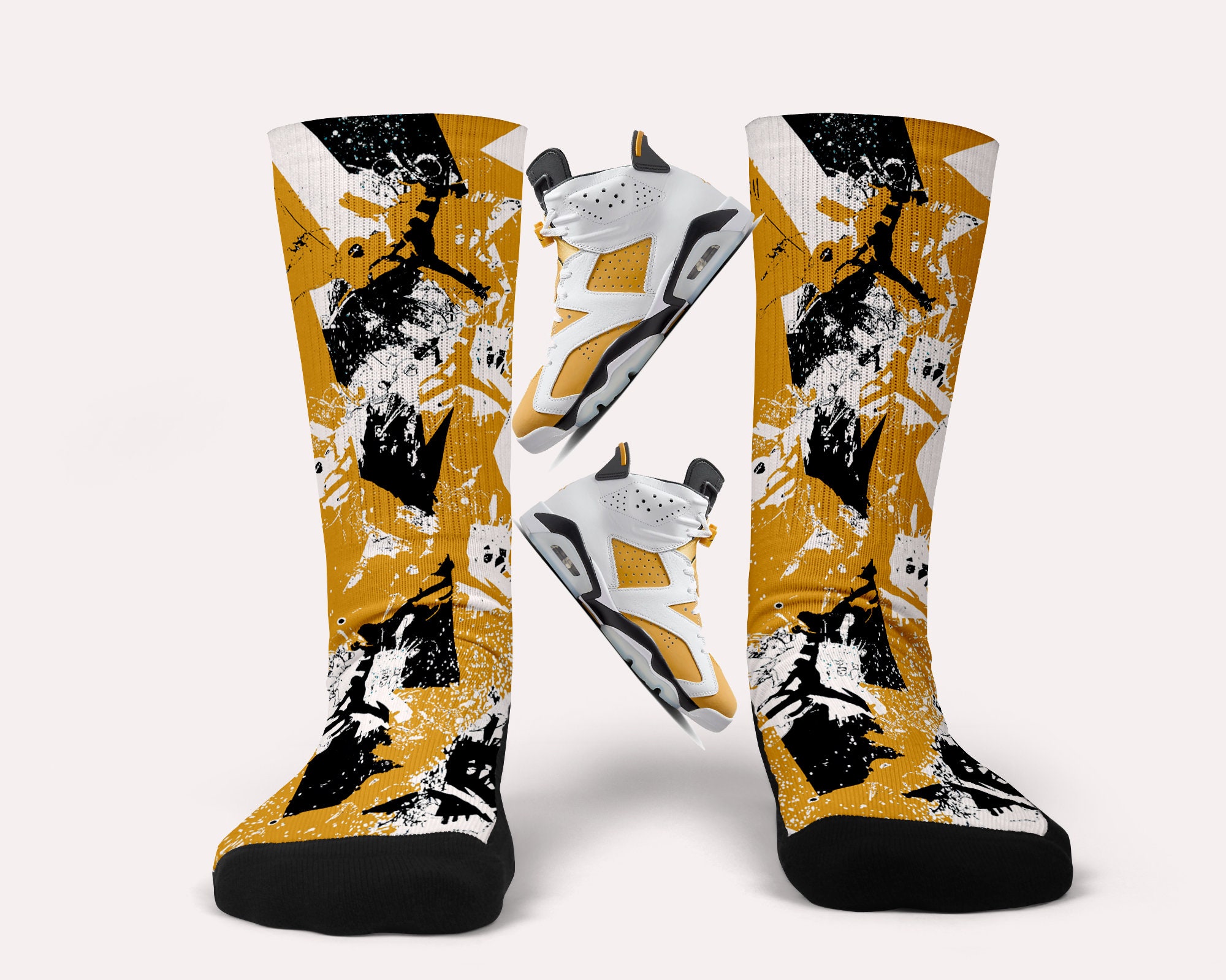 white and gold nike socks