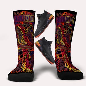 Jordan 3 J Balvin Rio Socks-Sneakerholic- Matching Custom Socks