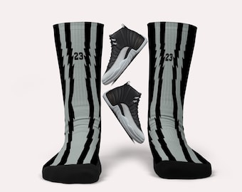 Jordan 12 Barons Socks - Matching Custom Socks