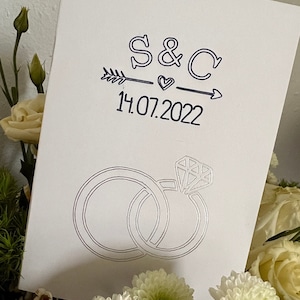 Biglietto di nozze personalizzato/biglietto di nozze/carta partner/biglietto d'auguri minimalista/anelli/cerimonia di nozze/regalo di nozze/moderno/regalo