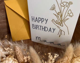 Personalisierte Geburtstagskarte / Personalized Birthday Card / Happy Birthday / Geburtstag / Freunde / Familie / minimalistisch / Blumen