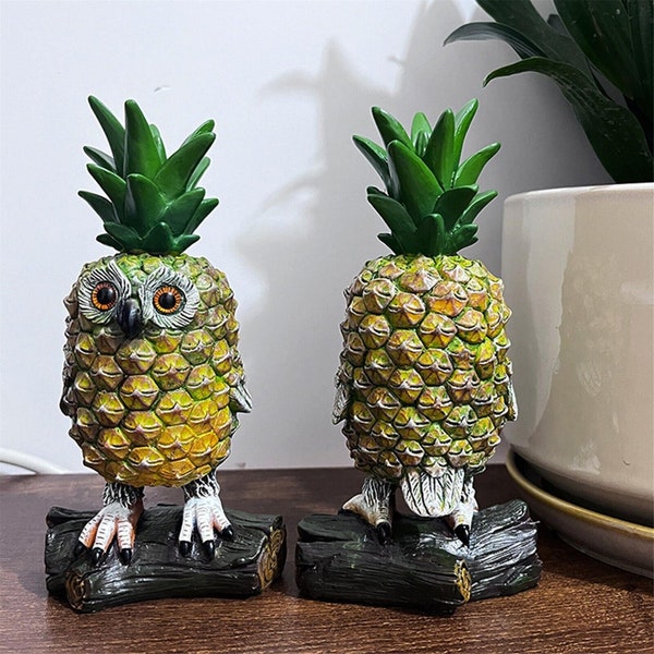 Resin Animal Pineapple Owl Sculpture Handicraft Funny Decorative Figurine Decor