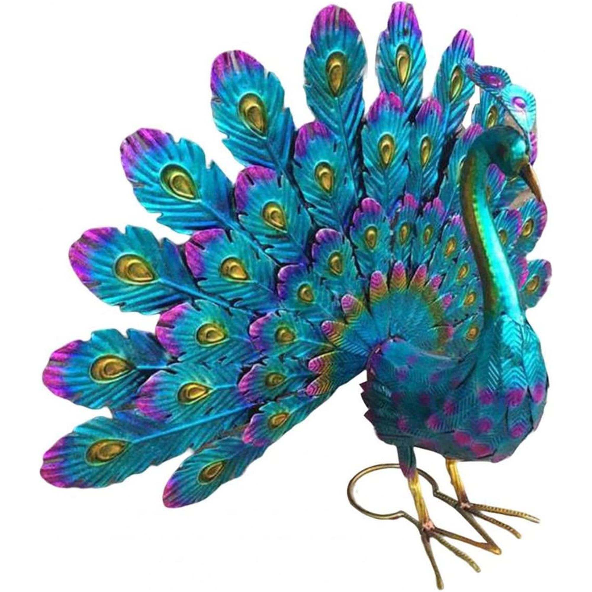 2023 New Metal Peacock Outdoor Statue Garden Decor, Realistic Metal