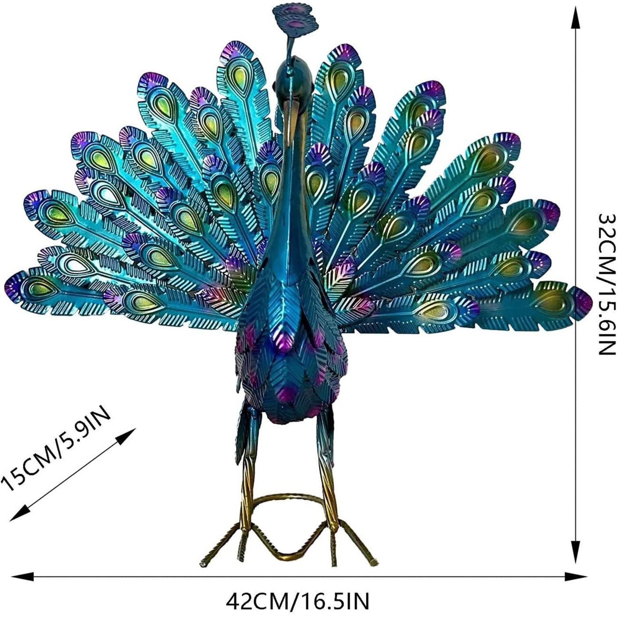 2023 New Metal Peacock Outdoor Statue Garden Decor, Realistic Metal