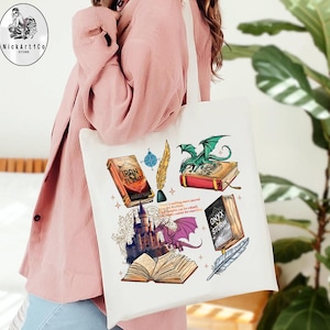 Fourth Wing Tote Bag, Basgiath War College, Gifts For Readers, Booktok Merch, Fantasy Books, Dragon Rider,Book lover, Bookish Gift Tote Bag
