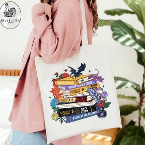 Fourth Wing Tote Bag, Basgiath War College, Gifts For Readers, Booktok Merch, Fantasy Books, Dragon Rider,Book lover, Bookish Gift Tote Bag