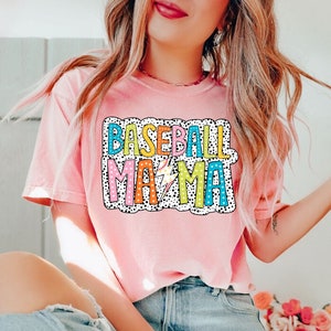 Comfort Color Dalmatian Dots Baseball Mama Shirt, Baseball Mom Shirt, Baseball Shirt, Baseball Game Day Shirt, Sports Mom Shirt, Mothers Day image 2