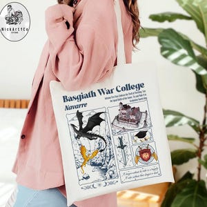 Fourth Wing Tote Bag, Basgiath War College, Booktok Merch, Gifts For Readers, Fantasy Books, Dragon Rider,Book lover, Bookish Gift Tote Bag