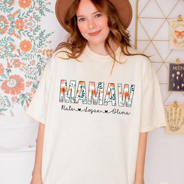 Comfort Color Custom Mamaw Shirt, Mom Shirt With Names, Personalized Mamaw T-shirt, other's Day Shirt, Mamaw With Children Names Tee