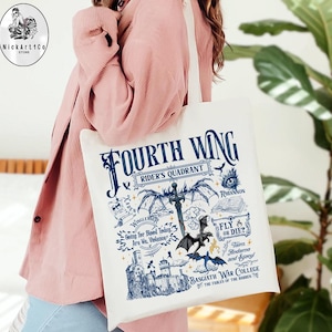 Fourth Wing Tote Bag, Gifts For Readers, Basgiath War College, Booktok Merch, Fantasy Books, Dragon Rider,Book lover, Bookish Gift Tote Bag