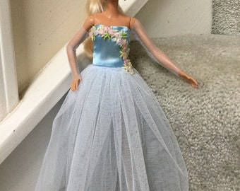 Handmade Fashion Doll Blue Ball Gown with Accessories