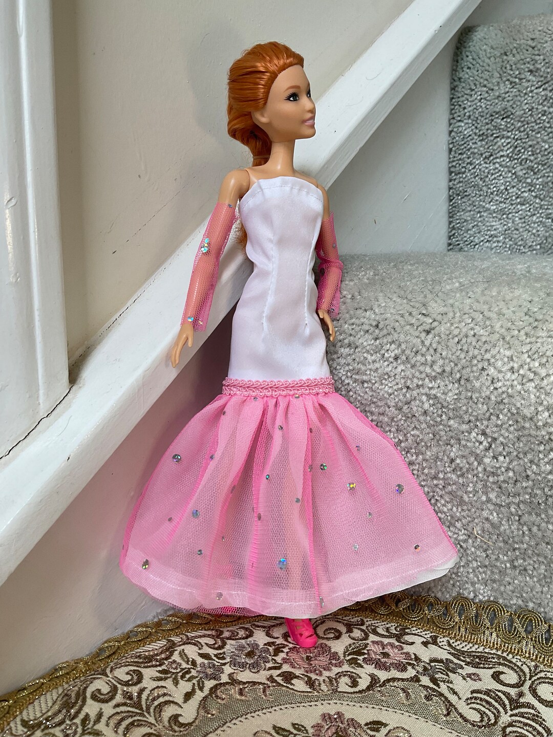 Wonderful Elegant Fashion Doll with Accessories – Pink Dress Doll Set with Travel Bag & Styling Kit