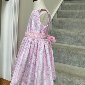 Handmade Little Girl Spring/Summer Dress, Pink Striped Floral Sleeveless Little Girl Dress