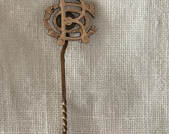 Vintage Gold Initials Stick Pin CR or RC
