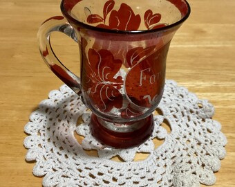 Ruby Flashed Glass Mug 1900