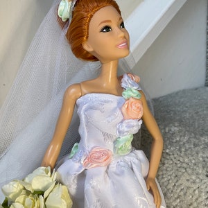 Handmade Fashion Doll Wedding Dress/ Bride Dress for Fashion Doll