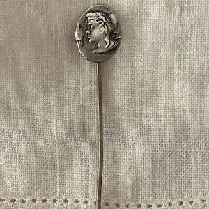 Vintage Silver Stick Pin with Lady’s Face