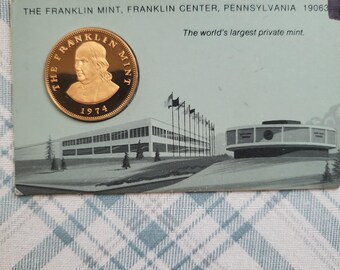 Franklin Mint 1974 Coin on Card - Etsy
