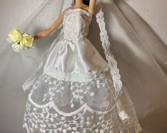 Handmade Fashion Doll Sparkly Wedding Gown