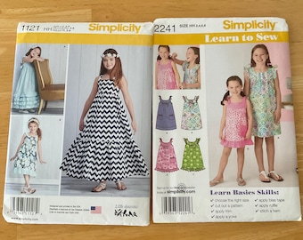 Set of 2 Little Girls Sundresses, Long and Short. Sizes 3-6. Simplicity
