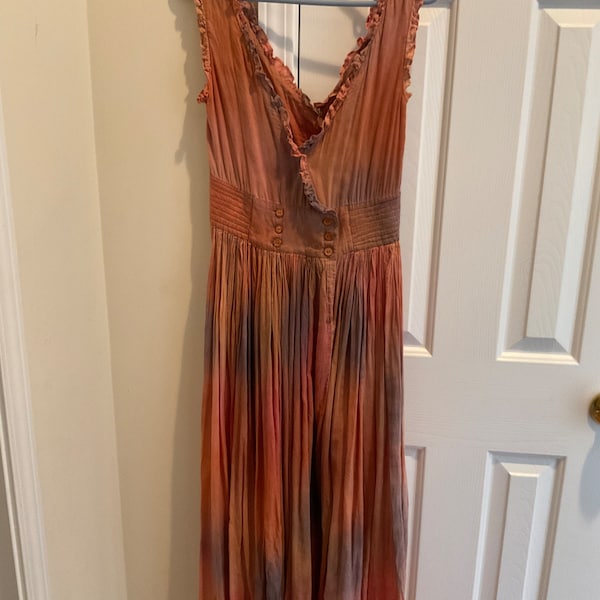 1990’s Tie Dyed Hippie Dress Made by Styleworks of Newport News/ Vintage Bohemian Long Dress