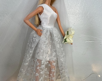 Handmade Sparkly Fashion Doll Gown