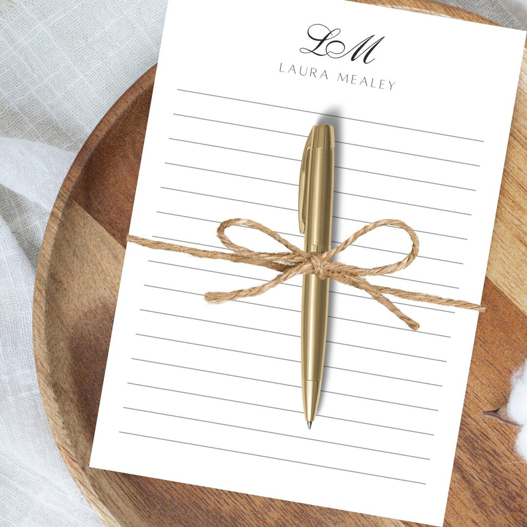 Initial Personalized Tear Away Notepad Monogramed Notepad Etsy