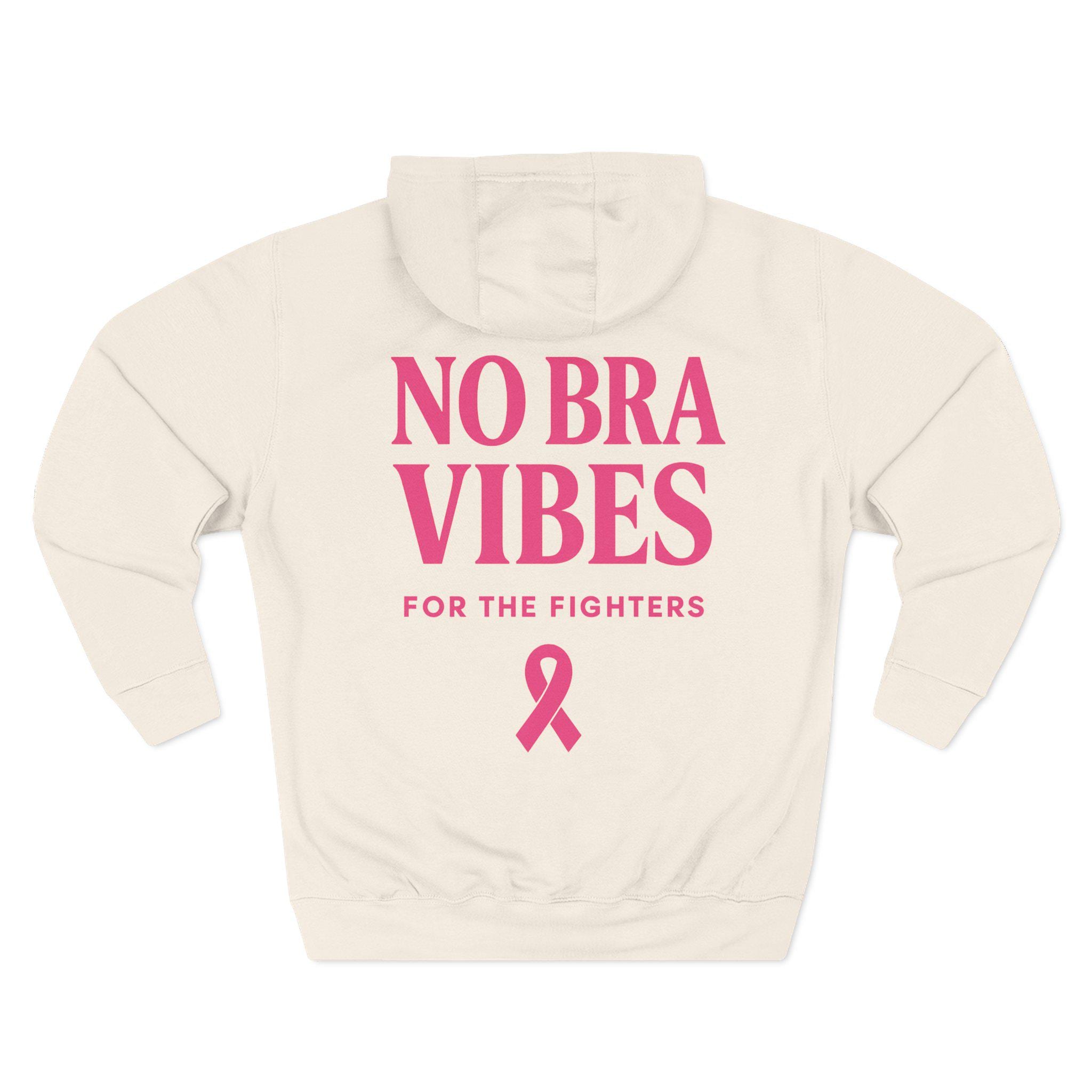 store product block Empowering Fleece Hoodie for Breast Cancer Awareness - No Bra Vibes, Supportive Apparel, Gift for Fighters, Cozy Hooded Sweatshirt, [...] poster