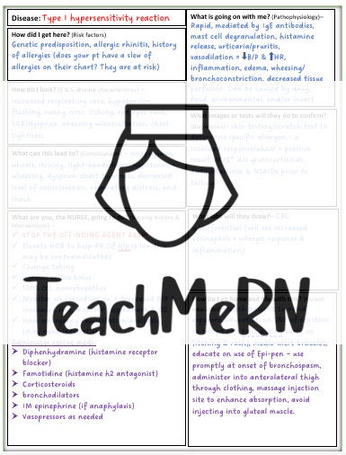 Hypersensitivity Reaction RN Study Notes by a NURSING PROFESSOR! - Etsy