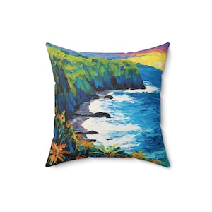 Hawaii Art Pillow, Hawaii Art Print Pillow, Decorative Hawaii Pillows, Tropical Art Accent for Home Décor, Hawaii Landscape Throw Pillow …