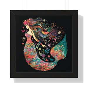 Mermaid Art, Mermaid Print, Mermaid Posters, Premium Framed Mermaid Art Print, Ideal for Mermaid Lover Gifts …