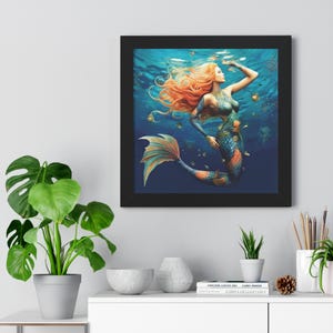 Mermaid Art, Mermaid Print, Mermaid Posters, Premium Framed Mermaid Art Print, Ideal for Mermaid Lover Gifts …
